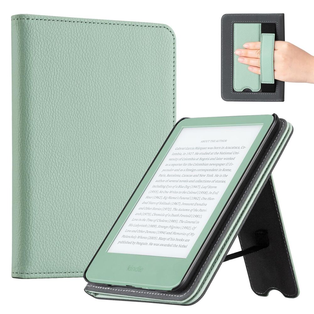 Case with Stand for for 6" Kindle (11th Gen) PU Leather Smart Cover (Sage Green)